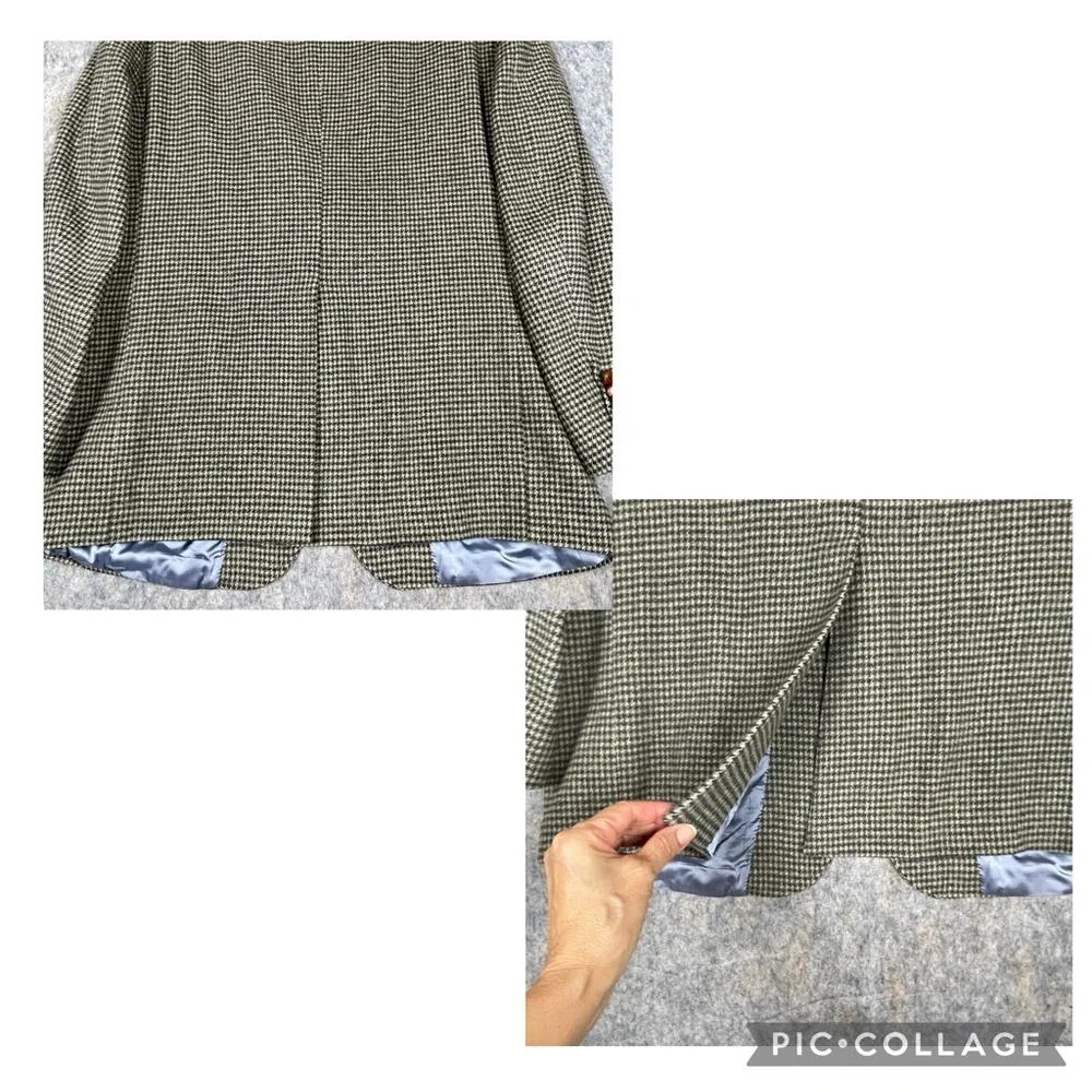 Land's End Classic Houndstooth Wool Camel Hair Preppy Sport Coat Blazer 40R